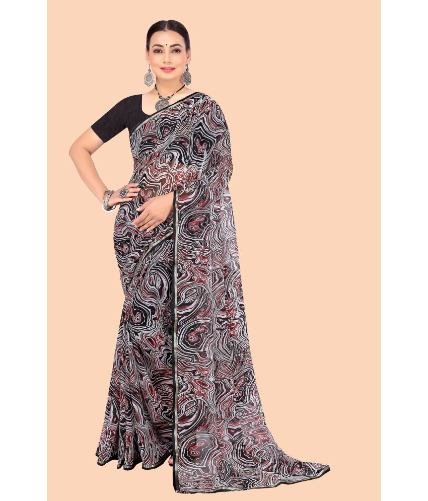     			Aishwarya Chiffon Printed Saree With Blouse Piece - Black ( Pack of 1 )