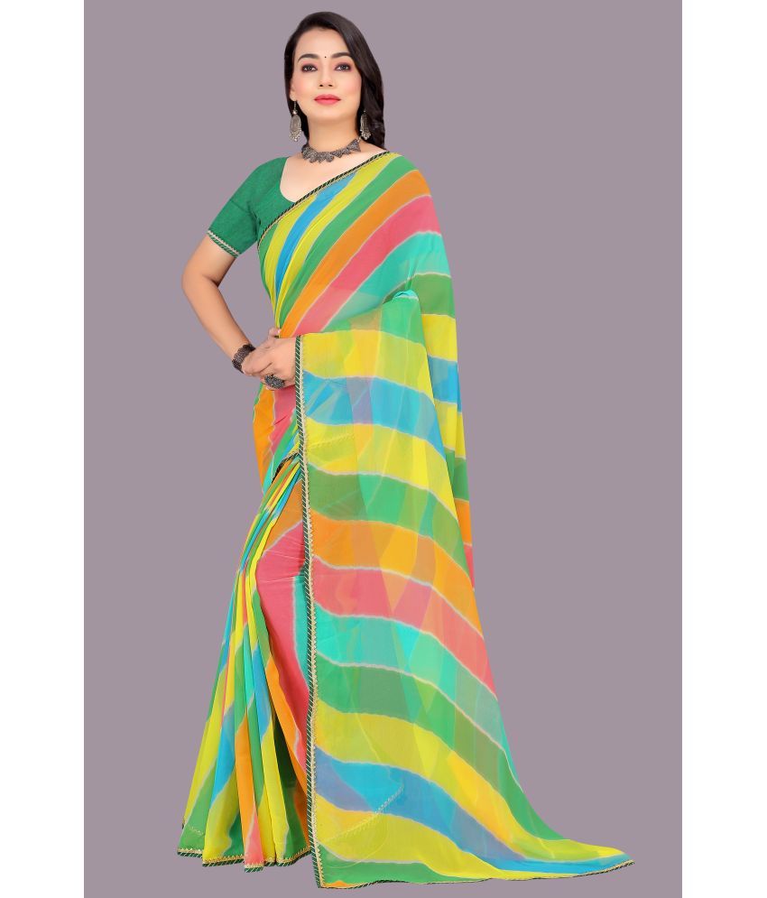     			Aishwarya Chiffon Striped Saree With Blouse Piece - Multicolor ( Pack of 1 )