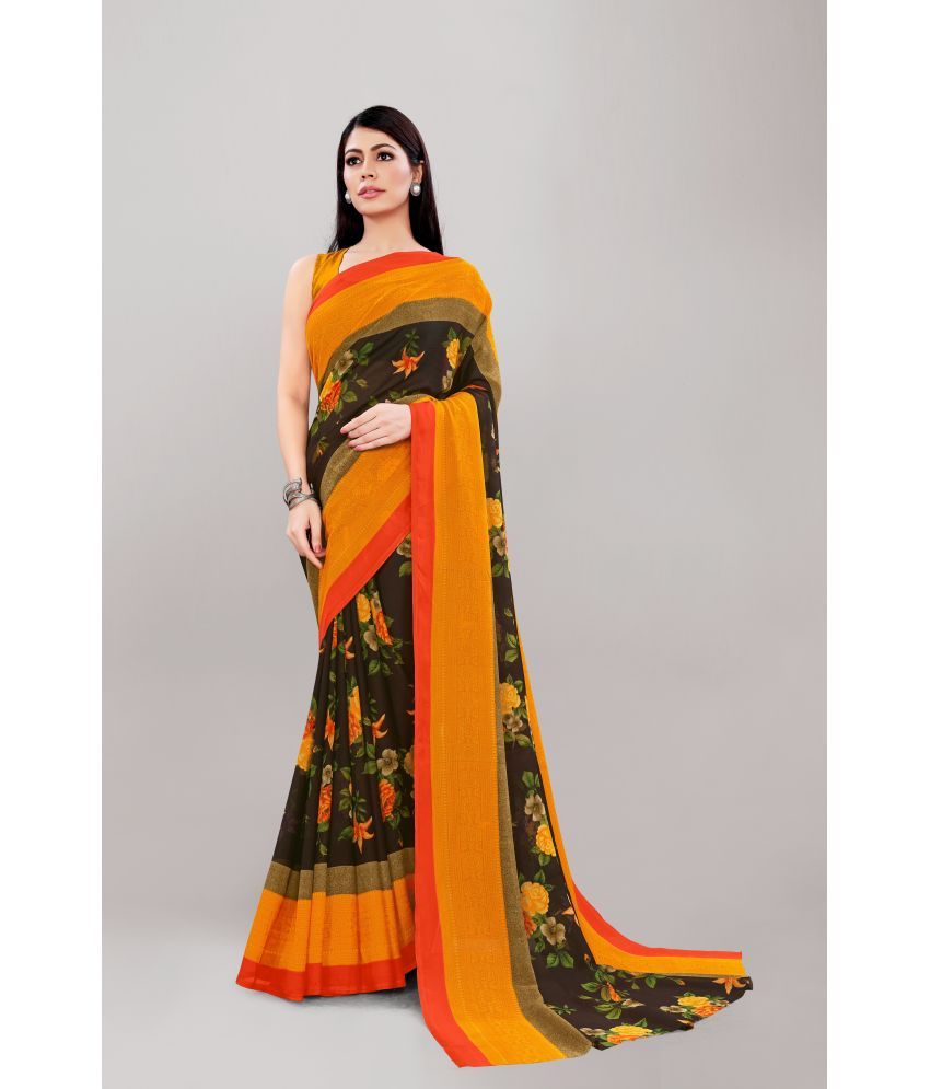     			Aishwarya Georgette Printed Saree With Blouse Piece - Mustard ( Pack of 1 )