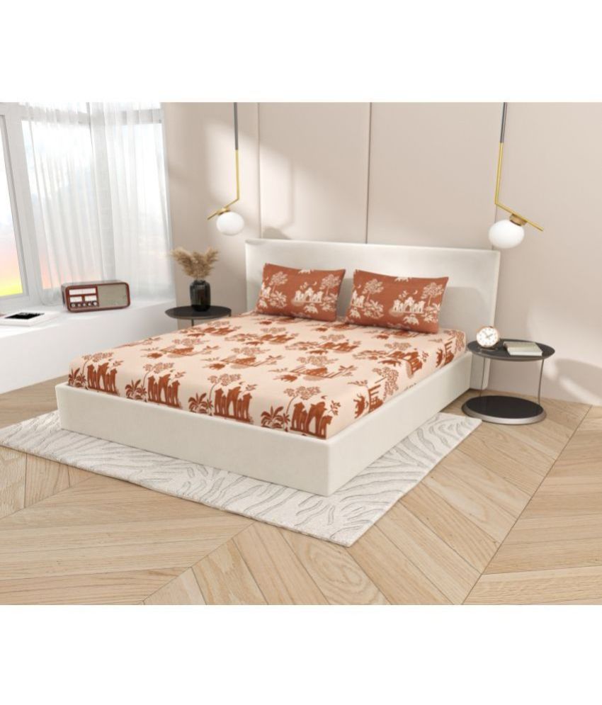     			Dream Weavers Microfiber Animal King Size Bedsheet With 2 Pillow Covers - Coffee Brown