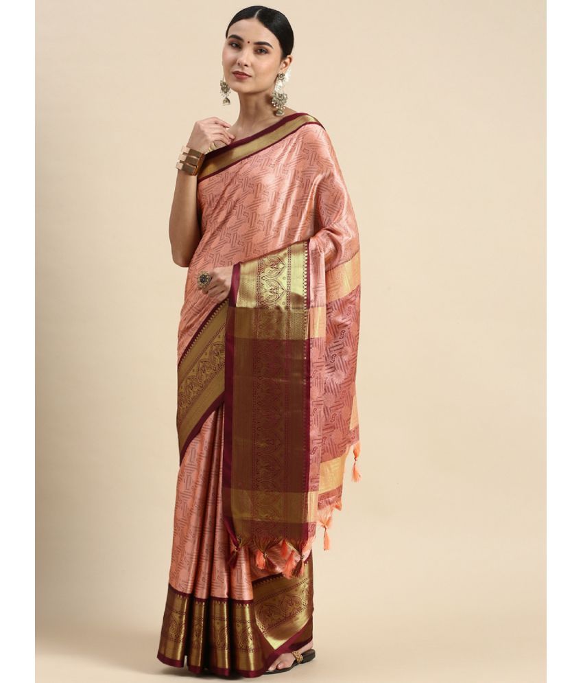     			JULEE Silk Printed Saree With Blouse Piece - Olive ( Pack of 1 )