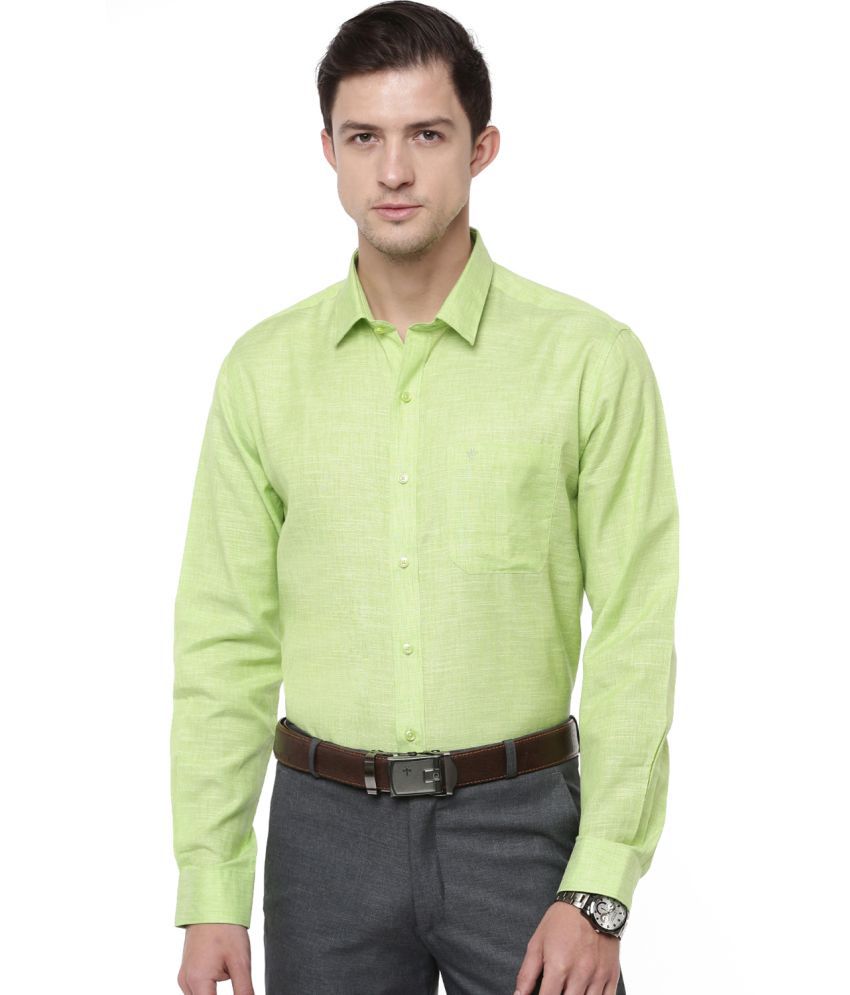     			Ramraj cotton Cotton Blend Regular Fit Self Design Full Sleeves Men's Casual Shirt - Lime Green ( Pack of 1 )