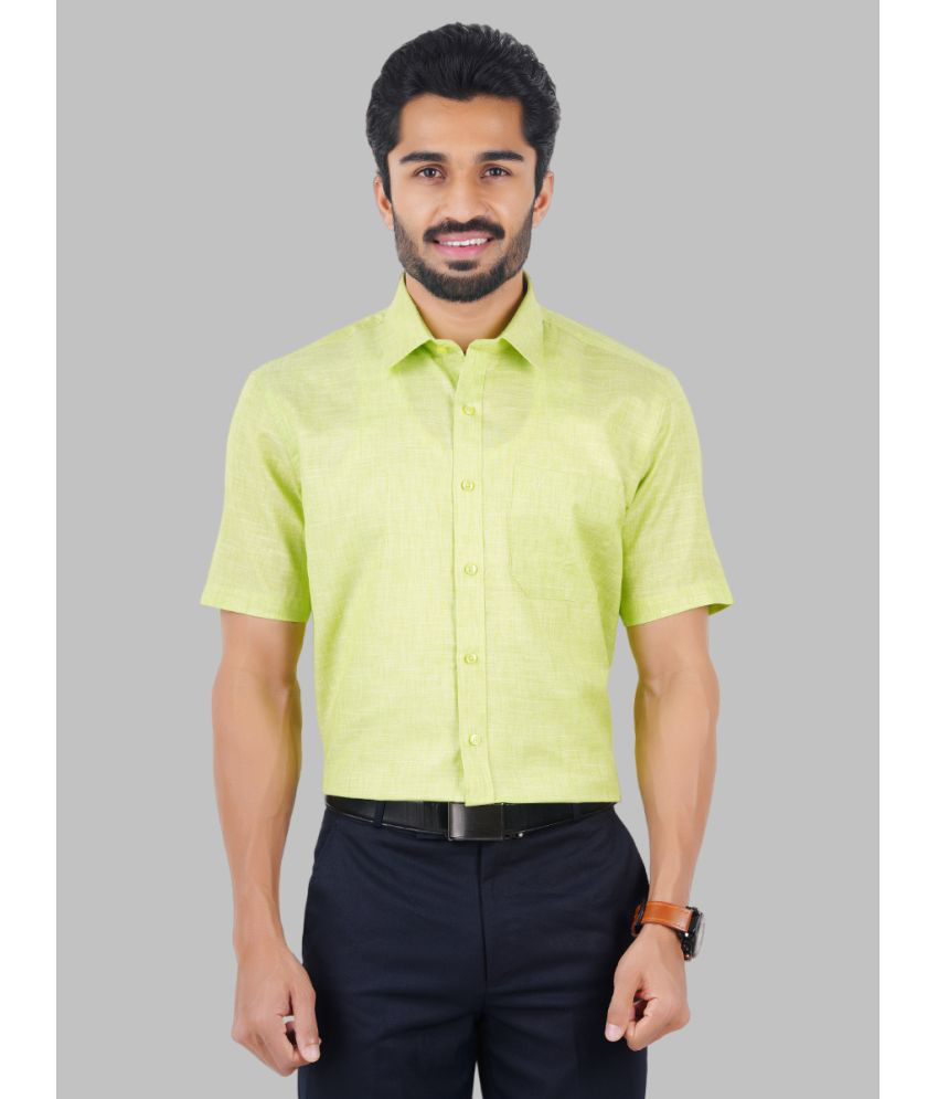     			Ramraj cotton Cotton Blend Regular Fit Self Design Half Sleeves Men's Casual Shirt - Lime Green ( Pack of 1 )