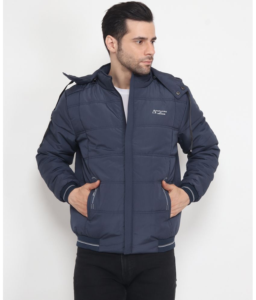     			xohy Cotton Blend Men's Quilted & Bomber Jacket - Navy Blue ( Pack of 1 )