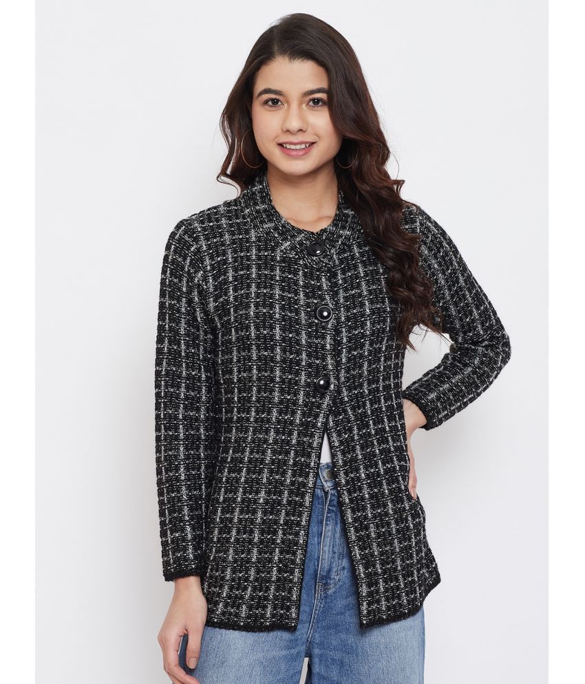     			zigo Acro Wool Round Neck Women's Buttoned Cardigans - Black ( Single )