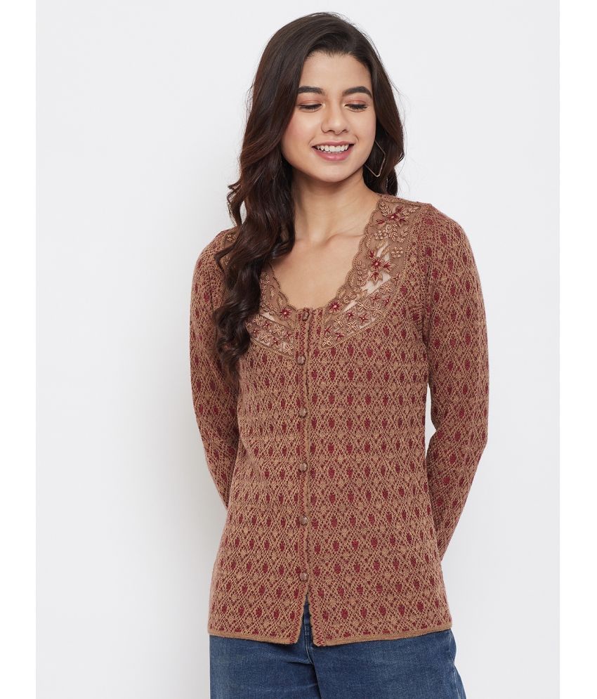     			zigo Acro Wool V Neck Women's Buttoned Cardigans - Red ( Single )