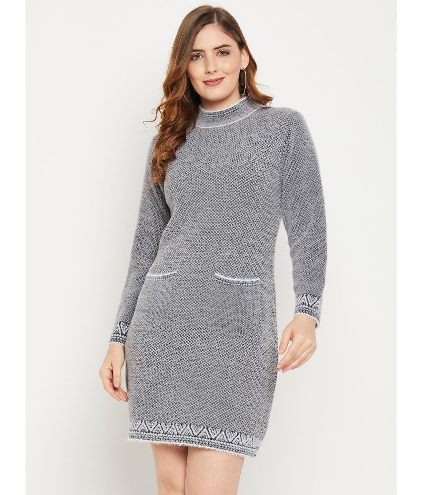     			zigo Woollen Self Design Above Knee Women's Bodycon Dress - Grey ( Pack of 1 )