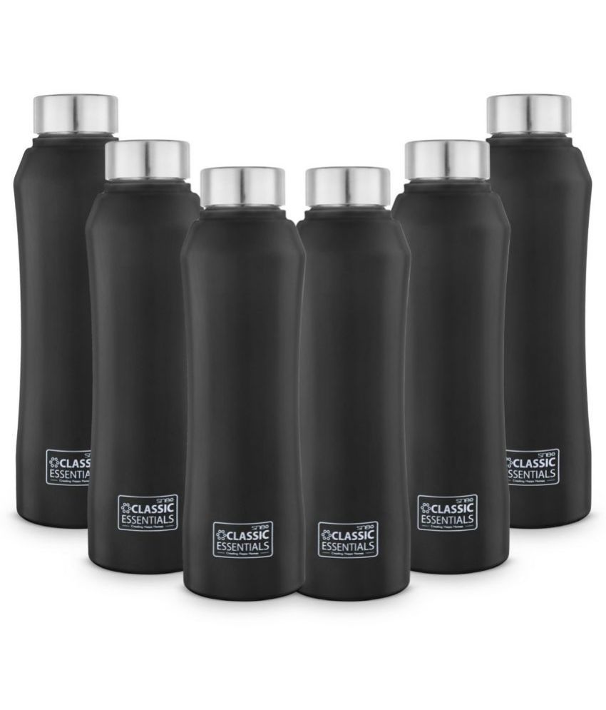     			Classic Essentials McKinley Color Water Bottle For Fridge, 1000ml Black Fridge Water Bottle 1000 mL ( Set of 6 )