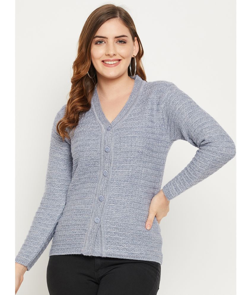     			zigo Woollen V Neck Women's Buttoned Cardigans - Blue ( )