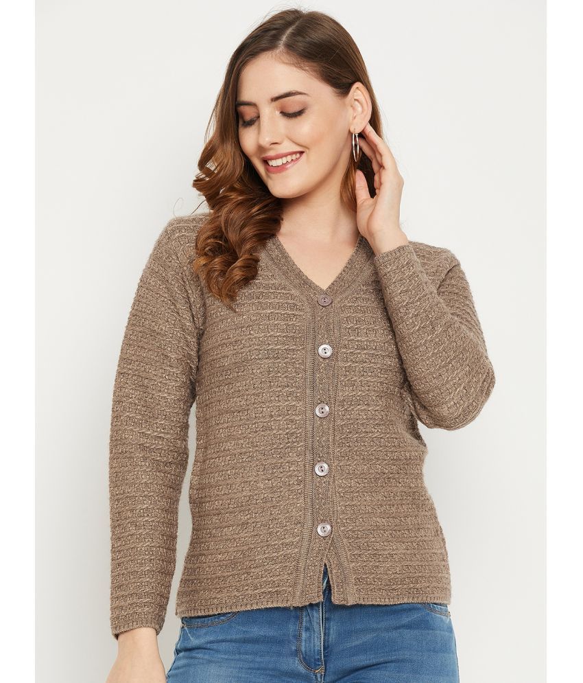     			zigo Woollen V Neck Women's Buttoned Cardigans - Brown ( )