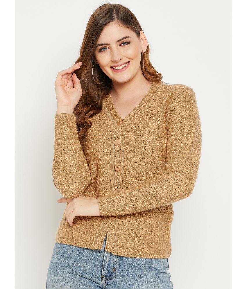     			zigo Woollen V Neck Women's Buttoned Cardigans - Brown ( )