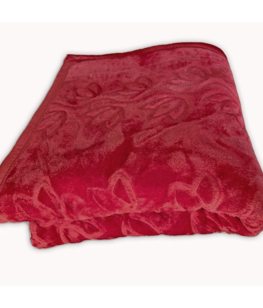     			CG HOMES - Mink Floral Double Blanket ( 200 cm x 205 cm ) Pack of 1 - Burgundy
