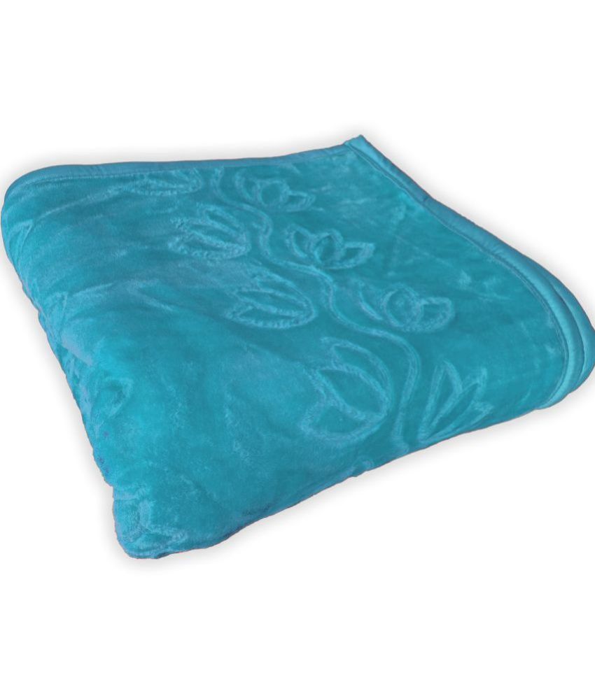     			CG HOMES - Mink Floral Double Blanket ( 200 cm x 205 cm ) Pack of 1 - Turquoise