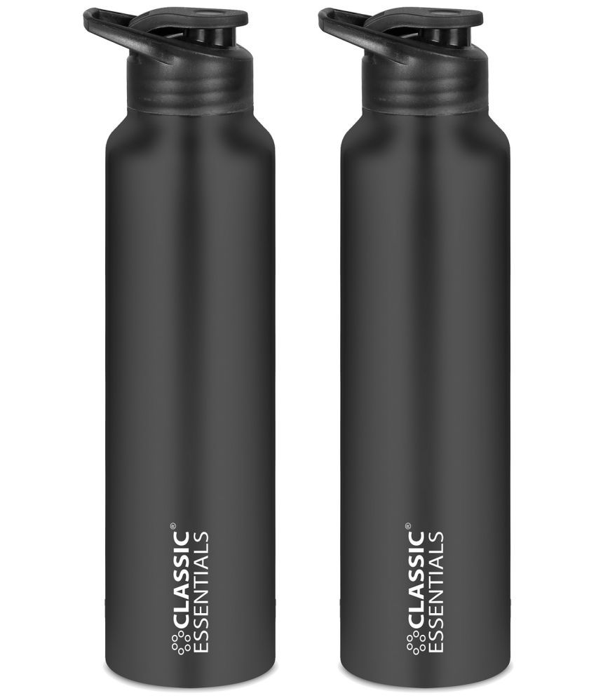    			Classic Essentials Inox Spring + Sipper Water Bottle Black Sipper Water Bottle 1000 mL ( Set of 2 )