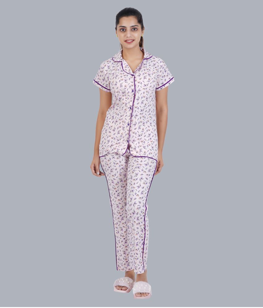     			Sathiyas - Pink Cotton Women's Nightwear Nightsuit Sets ( Pack of 1 )