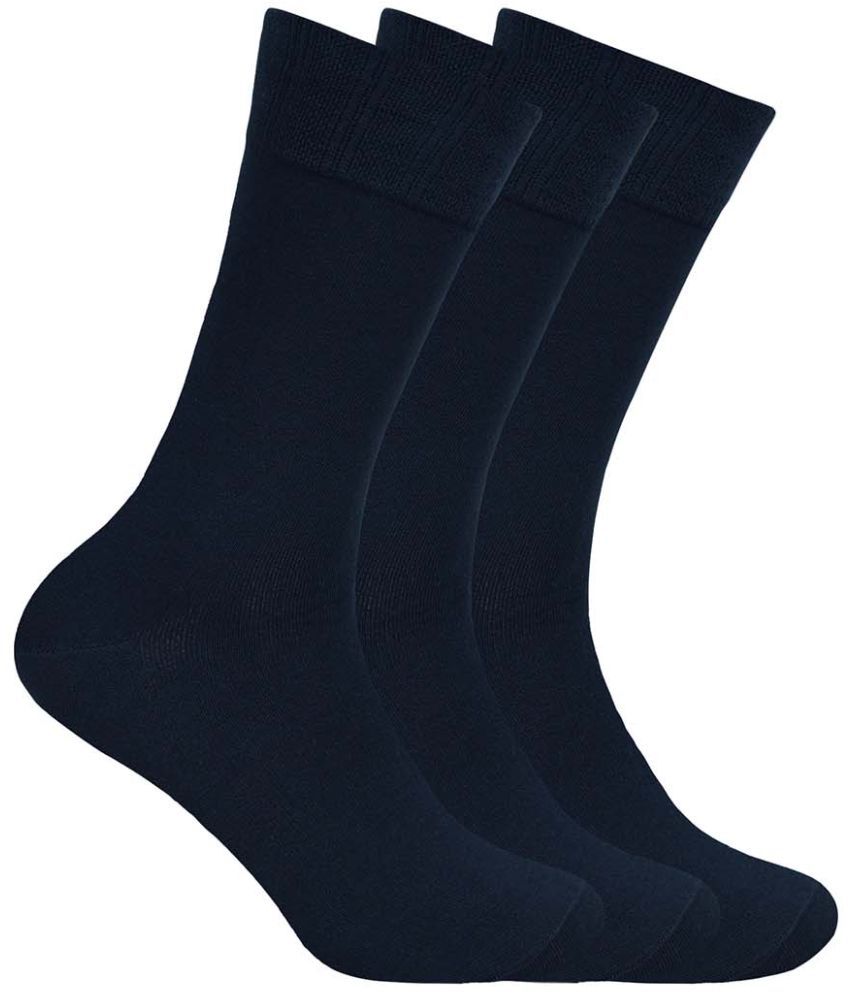     			Balenzia - Blended Men's Solid Navy Blue Mid Length Socks ( Pack of 3 )