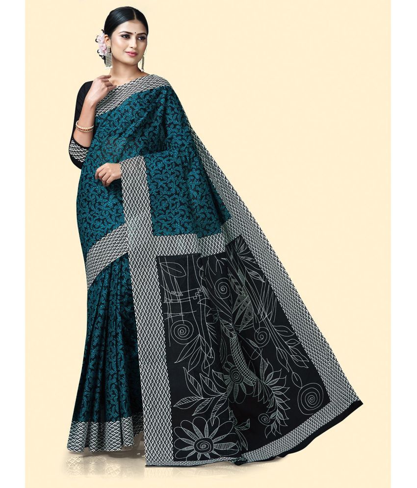     			SHANVIKA Cotton Printed Saree With Blouse Piece - Black ( Pack of 1 )