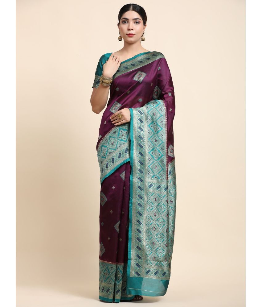     			Semore Jacquard Embellished Saree With Blouse Piece - Wine ( Pack of 1 )