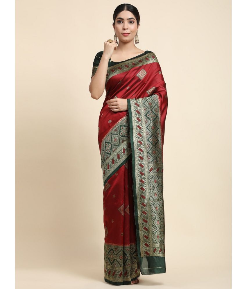     			Semore Jacquard Embellished Saree With Blouse Piece - Maroon ( Pack of 1 )