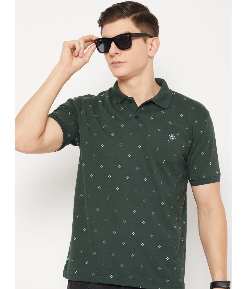     			UBX Cotton Blend Regular Fit Printed Half Sleeves Men's Polo T Shirt - Olive ( Pack of 1 )