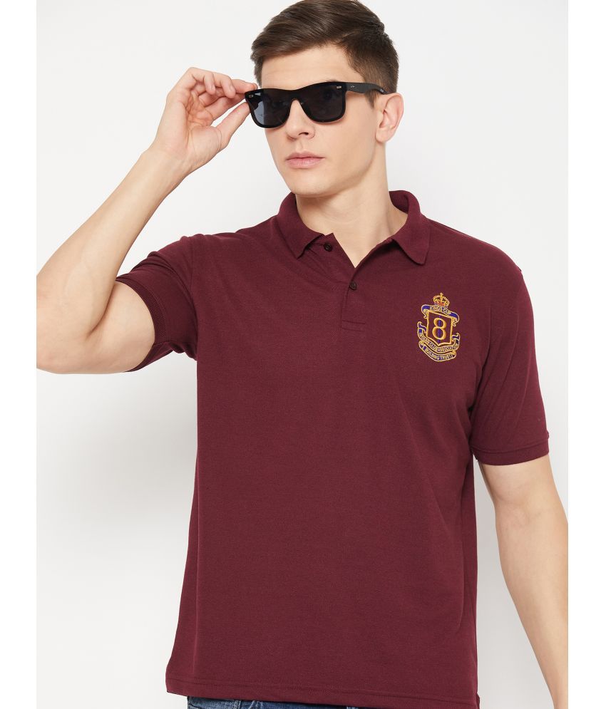     			UBX Cotton Blend Regular Fit Solid Half Sleeves Men's Polo T Shirt - Maroon ( Pack of 1 )