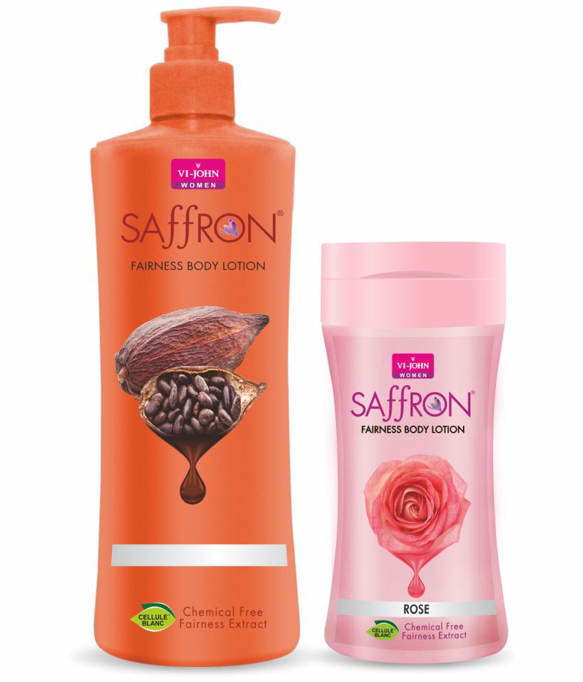     			VIJOHN Saffron Cocoa Butter 400ml & Rose 250ml Fairness Chemical Free Body Lotion  Pack of 2