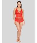 ILRASO Lace Women's Bra & Panty Set ( Red )