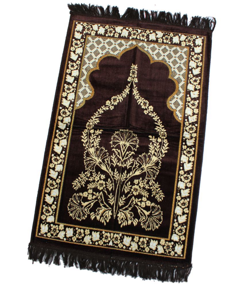     			ADIRNY Brown Single Velvet Prayer Mat ( 110 X 70 cm )