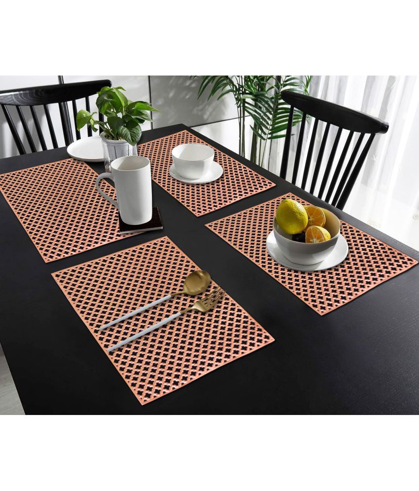     			HOMETALES PVC Abstract Printed Rectangle Table Mats ( 45 cm x 30 cm ) Pack of 4 - Brown