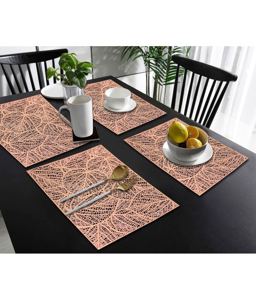     			HOMETALES PVC Abstract Printed Rectangle Table Mats ( 45 cm x 30 cm ) Pack of 4 - Brown