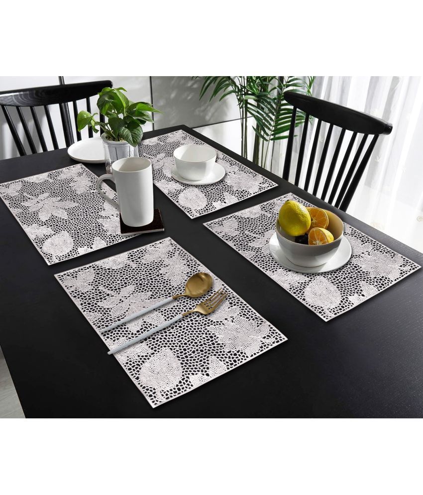     			PVC Abstract Printed Rectangle Table Mats ( 45 cm x 30 cm ) Pack of 4 - Silver