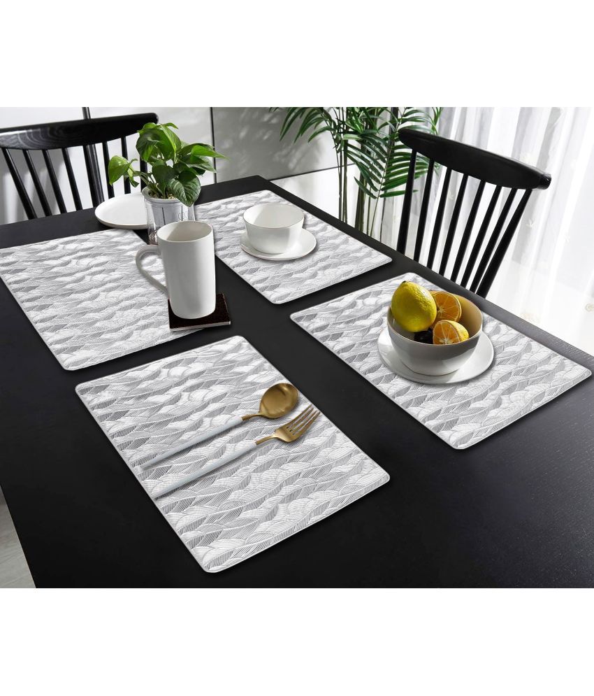     			HOMETALES PVC Abstract Printed Rectangle Table Mats ( 45 cm x 30 cm ) Pack of 4 - Silver