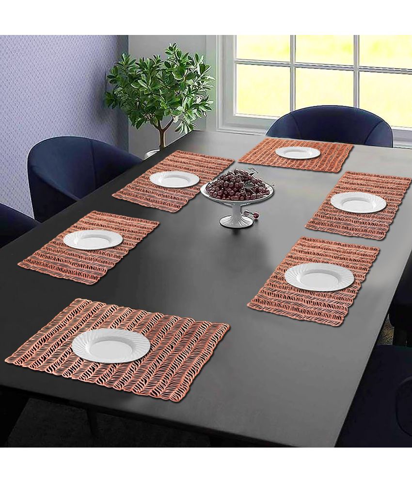     			PVC Abstract Printed Rectangle Table Mats ( 45 cm x 30 cm ) Pack of 6 - Brown
