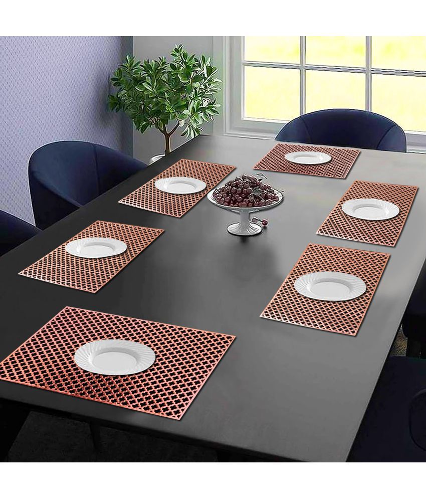     			PVC Geometric Rectangle Table Mats ( 45 cm x 30 cm ) Pack of 6 - Brown