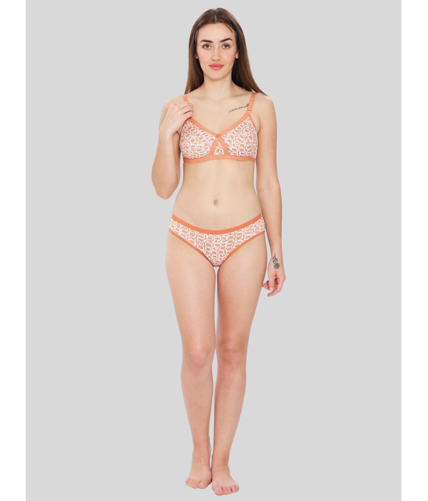     			ILRASO - Orange Cotton Women's Bra & Panty Set ( Pack of 1 )