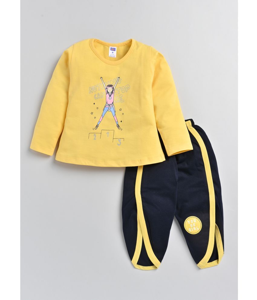     			Nottie planet Pack of 1 Girls Cotton Top With Pants ( Golden Yellow )