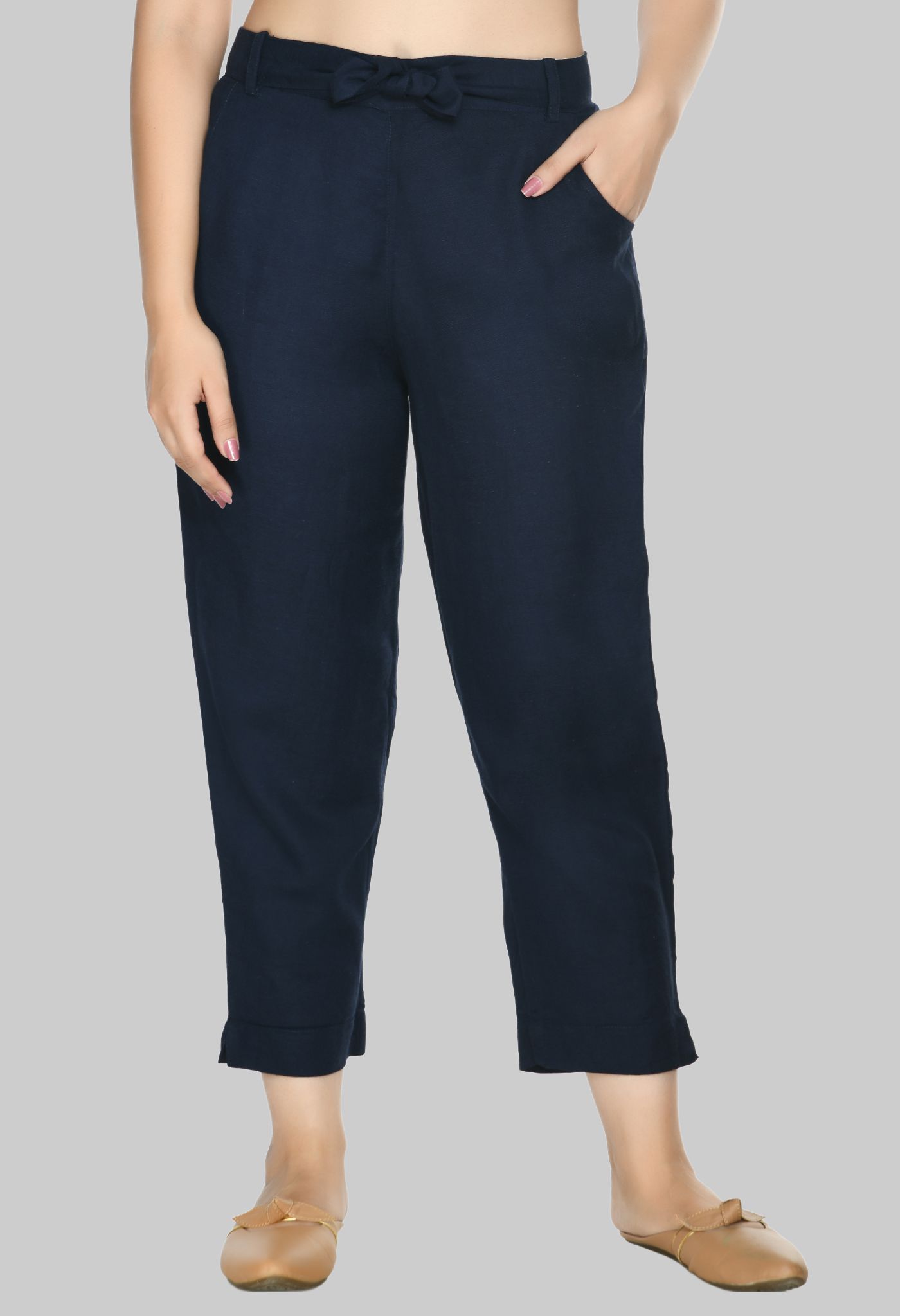     			PREEGO - Navy Blue Rayon Regular Women's Casual Pants ( Pack of 1 )
