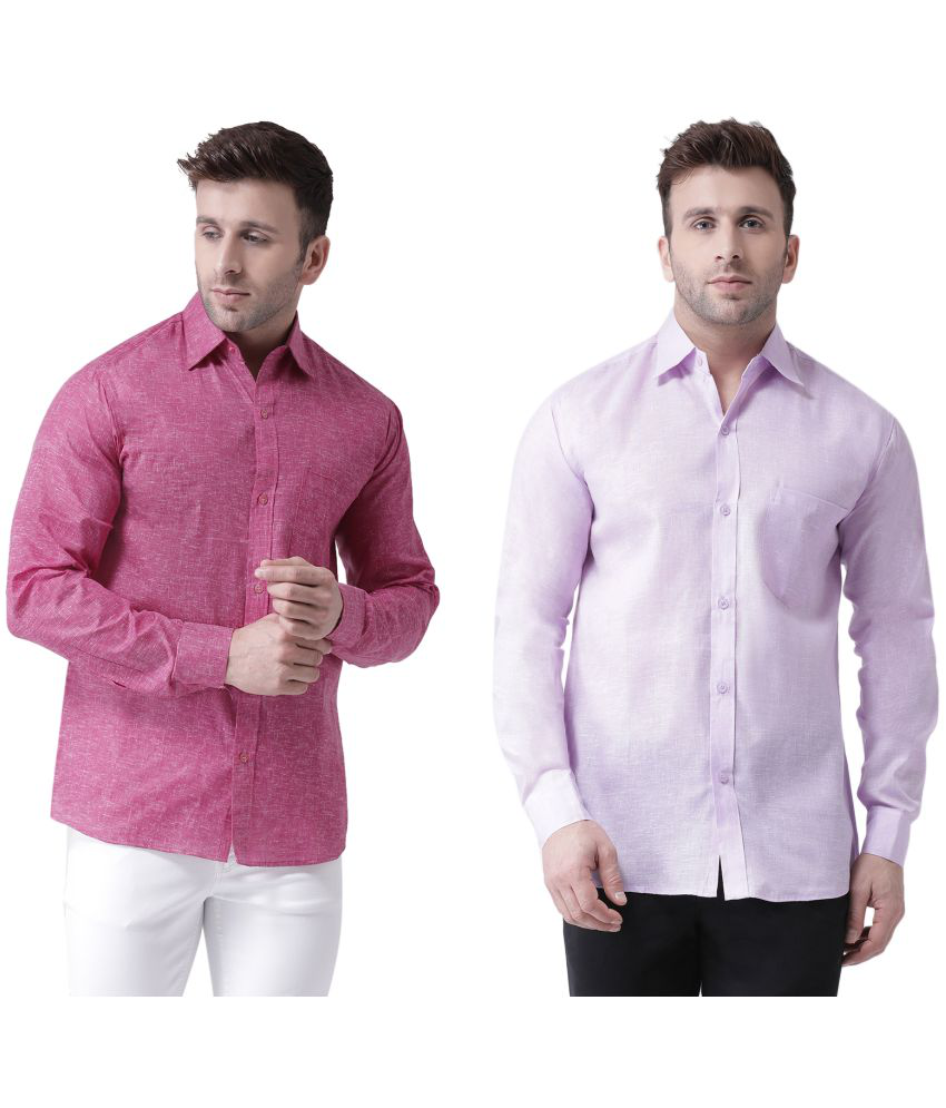     			RIAG Cotton Blend Regular Fit Solids Full Sleeves Men's Casual Shirt - Purple ( Pack of 2 )