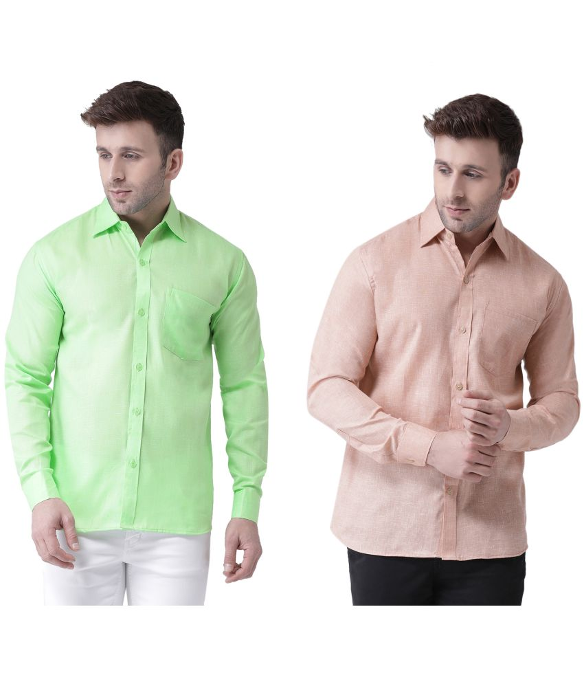     			RIAG Cotton Blend Regular Fit Solids Full Sleeves Men's Casual Shirt - Green ( Pack of 2 )