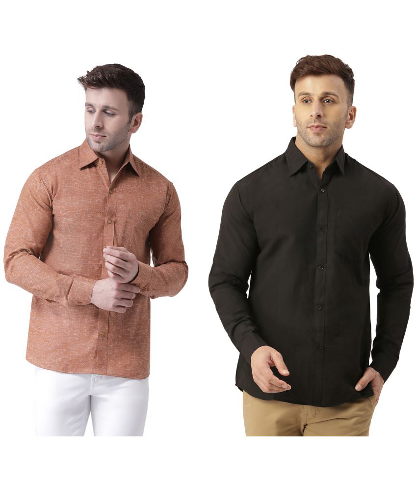     			RIAG Cotton Blend Regular Fit Solids Full Sleeves Men's Casual Shirt - Brown ( Pack of 2 )