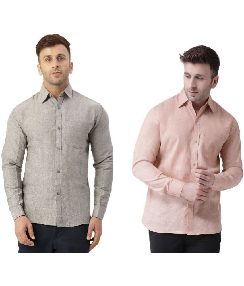     			RIAG Cotton Blend Regular Fit Full Sleeves Men's Formal Shirt - Beige ( Pack of 2 )