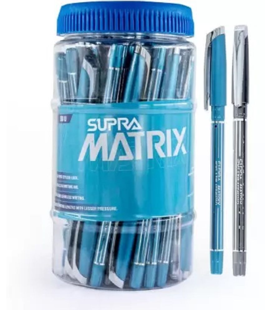     			Supra Matrix 0.7mm Ball Point Pen Jar Pack | Fine Grip With Elegent Body Design | Light Weight Refillable Ball Pen | Attractive Foiled Body | Blue & Black Ink, Pack Of 50