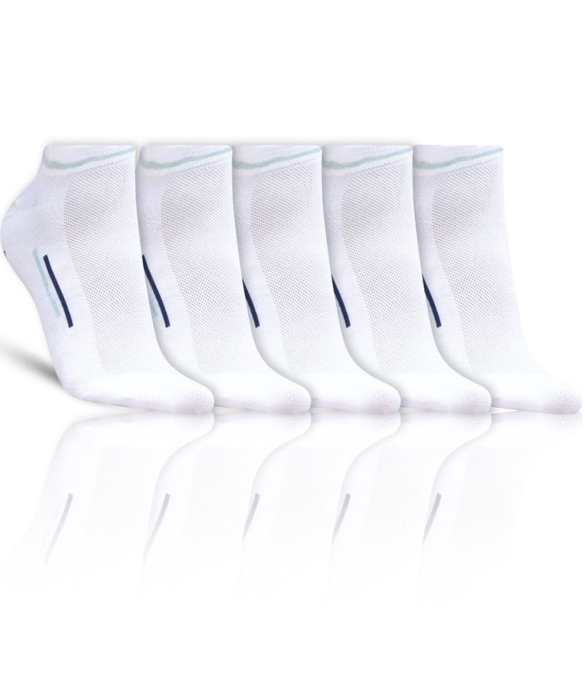     			Dollar - Cotton Men's Printed White Low Ankle Socks ( Pack of 5 )