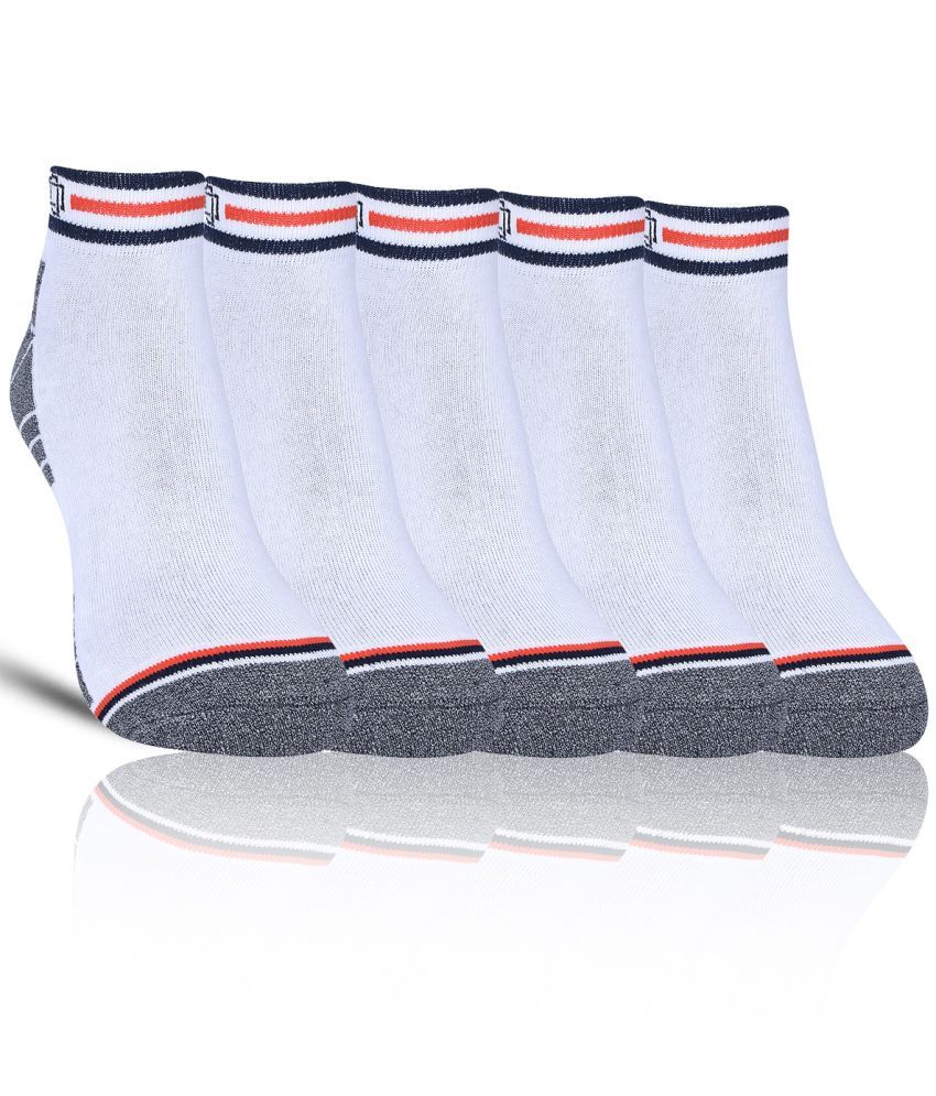     			Dollar - Cotton Men's Self Design White Ankle Length Socks ( Pack of 5 )