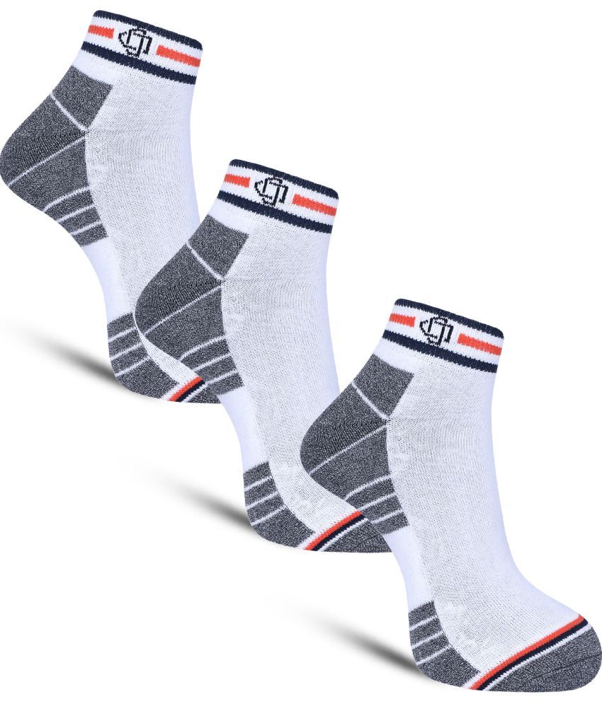     			Dollar - Cotton Men's Self Design White Ankle Length Socks ( Pack of 3 )