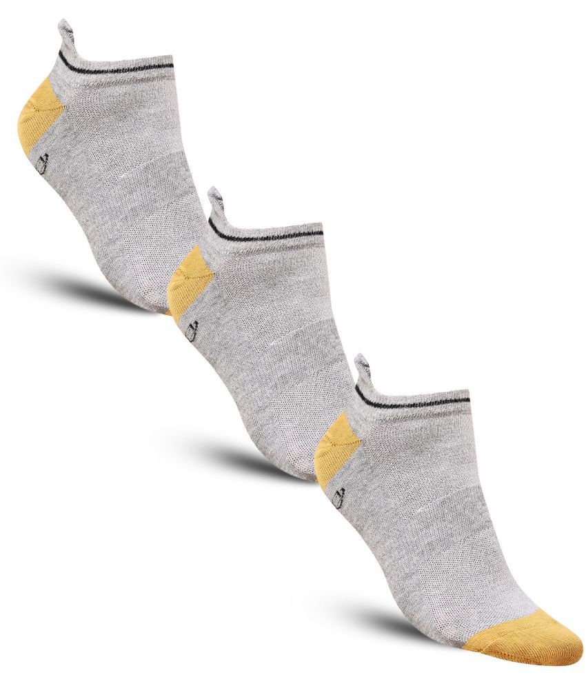     			Dollar - Cotton Men's Self Design Light Grey Ankle Length Socks ( Pack of 3 )