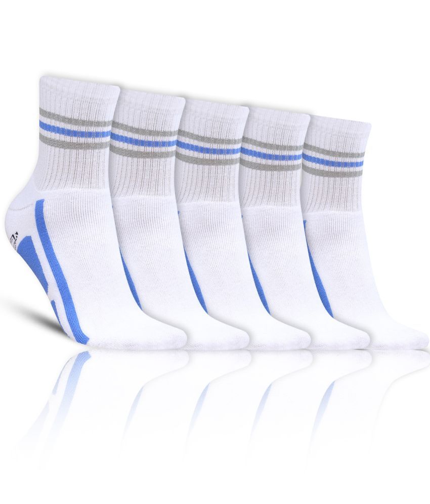     			Dollar - Cotton Men's Self Design White Ankle Length Socks ( Pack of 5 )