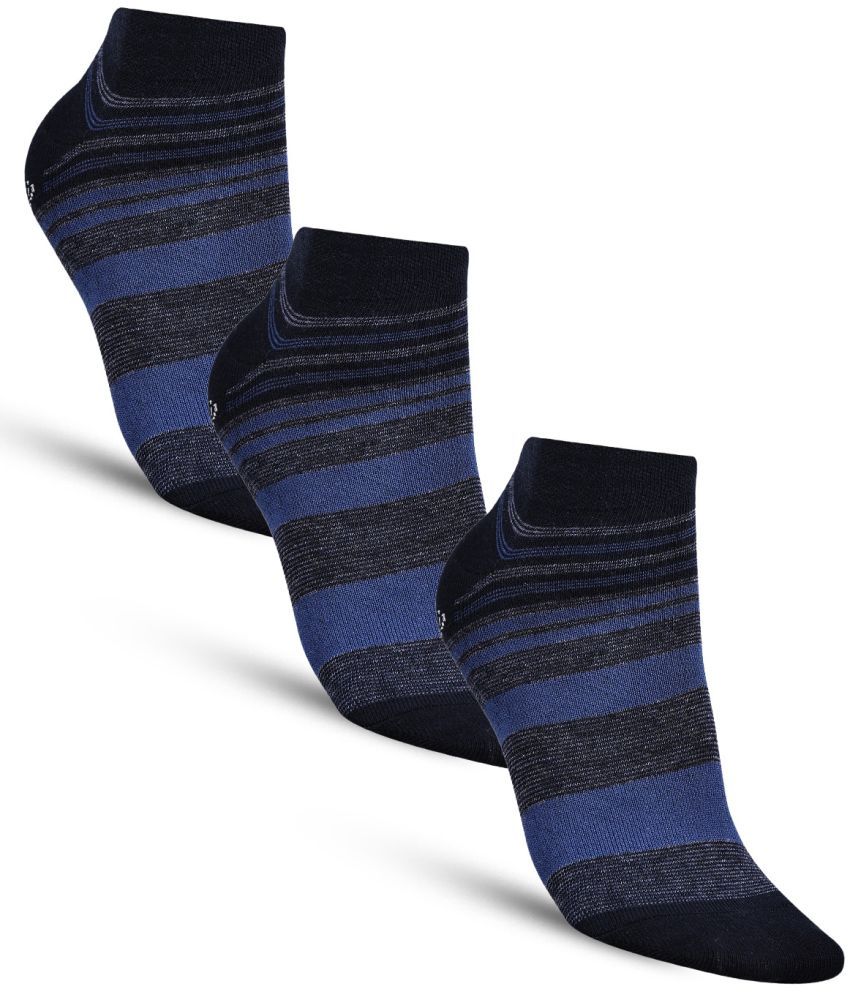     			Dollar - Cotton Men's Striped Navy Blue Ankle Length Socks ( Pack of 3 )