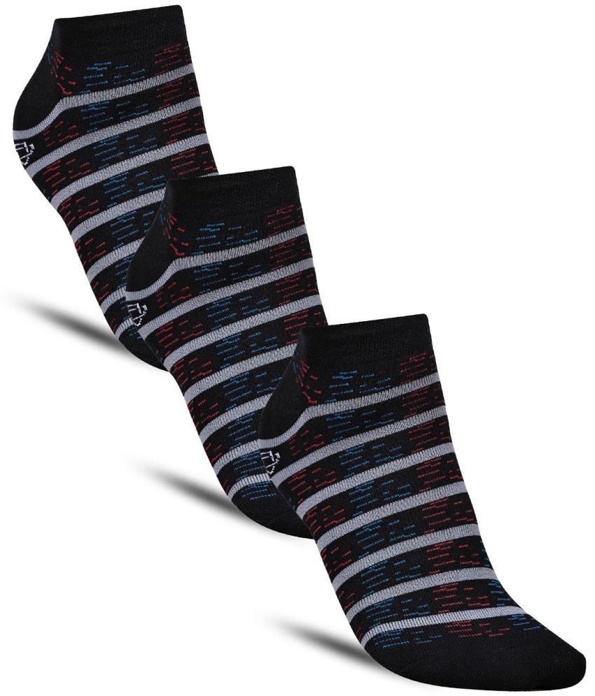     			Dollar - Cotton Men's Striped Black Low Ankle Socks ( Pack of 3 )