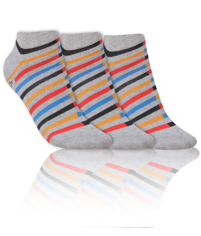     			Dollar - Cotton Men's Striped Grey Melange Low Ankle Socks ( Pack of 3 )